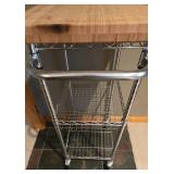 LL-FR - Stainless Steel Utility Cart with Butcher Block Top and Wire Shelves