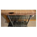 LL-FR - Stainless Steel Utility Cart with Butcher Block Top and Wire Shelves