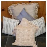LL-FR - Set of 6 Decorative Throw Pillows Including Large Fringe, Lace, and Striped Styles