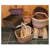 LL-FR - Collection of 9 Woven Baskets Including Longaberger and Large Rectangular Basket