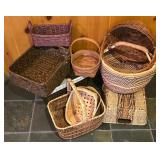 LL-FR - Collection of 9 Woven Baskets Including Longaberger and Large Rectangular Basket