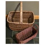 LL-FR - Collection of 9 Woven Baskets Including Longaberger and Large Rectangular Basket
