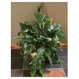LL-FR - Large Faux Plant Arrangement in Gold-Tone Metal Pot, 3 Ft Tall