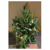 LL-FR - Large Faux Plant Arrangement in Gold-Tone Metal Pot, 3 Ft Tall