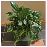 LL-FR - Large Faux Plant Arrangement in Gold-Tone Metal Pot, 3 Ft Tall