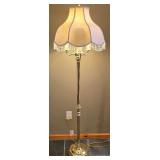 LL-FR - 60" Brass Floor Lamp with Decorative Fabric Shade and Crystal Trim