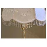 LL-FR - 60" Brass Floor Lamp with Decorative Fabric Shade and Crystal Trim