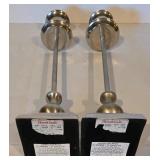 LL-FR - Decorative Silver Vase with Faux Floral Arrangement and Pair of Tall Metal Candlesticks