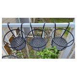 D - Outdoor Patio Set with 3 Rail Baskets, 2 Round and 1 Square Tables, Herb Planter