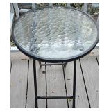 D - Outdoor Patio Set with 3 Rail Baskets, 2 Round and 1 Square Tables, Herb Planter