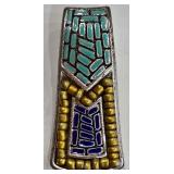 K - Set of 3 Vintage Mosaic Metal Pendant/Bail Components with Bead Inlay