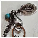 K - Nine West Vintage America Necklace and Hoop Earrings Set with Feather Charms and Turquoise Accents