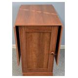 UL - Drop Leaf Rolling Kitchen Cart with Storage Cabinet and Shelves