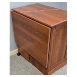 UL - Drop Leaf Rolling Kitchen Cart with Storage Cabinet and Shelves