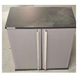 G - Black and Gray Two-Door Storage Cabinet with Shelves