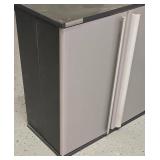 G - Black and Gray Two-Door Storage Cabinet with Shelves