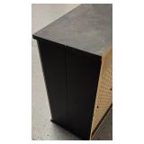 G - Black and Gray Two-Door Storage Cabinet with Shelves