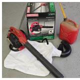 G - Craftsman 25cc Gasoline Blower Vac with Attachments and Gas Can