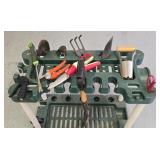 G - Garden Tool Set with Watering Cans and Hand Tools on Organizer Rack