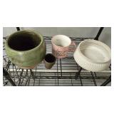 G - Large Collection of Garden Pots, Planters, and Baskets with Metal Organizer