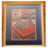 LR - Framed Signed Still Life Print byJae Dougall “Chinese Red Chest” with Gold Frame