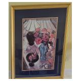 LR - Framed Still Life Print of Flowers in Vase Signed