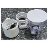 K - Lot of Small Kitchen Appliances and Mandoline Slicer including Breville Tea Maker, Grills, and Food Processor Attachments