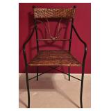 LL-BR3 - Wicker and Metal Accent Chair with Decorative Back