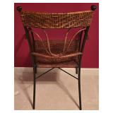 LL-BR3 - Wicker and Metal Accent Chair with Decorative Back