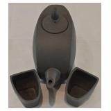 LR - Modern Black Ceramic Teapot with Two Cups and Lid