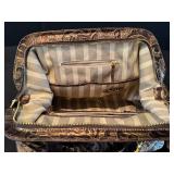 MBR - Brahmin Brown Gold Embossed Leather Satchel Purse