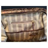 MBR - Brahmin Brown Gold Embossed Leather Satchel Purse