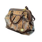 MBR - Brahmin Brown Gold Embossed Leather Satchel Purse