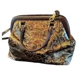 MBR - Brahmin Brown Gold Embossed Leather Satchel Purse