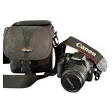 K - Canon EOS Rebel XS DSLR Camera with 18-55mm Lens, Strap, and Lowepro Bag