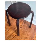 Home Side Table or Stool with Dark Walnut Finish, Birch Bentwood