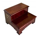 O - Wooden Two-Step Bed Steps with Brass Handle