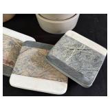 K - Set of 2 Planters (5.5 and 6 Inch) with 4 Stone Tile Coasters