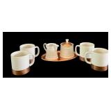K - 7-Piece Ceramic Coffee Set with Copper Accents