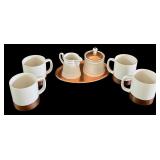 K - 7-Piece Ceramic Coffee Set with Copper Accents