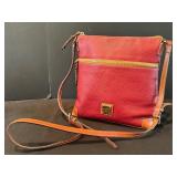 O - Dooney and Bourke Red Pebble Grain Crossbody Bag with Adjustable Strap