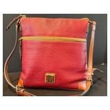 O - Dooney and Bourke Red Pebble Grain Crossbody Bag with Adjustable Strap