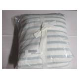 King / Cal King 100% French Linen Duvet Cover BOKSER HOME Color Cream & Wave Stripe