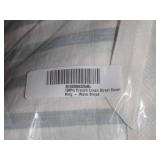 King / Cal King 100% French Linen Duvet Cover BOKSER HOME Color Cream & Wave Stripe
