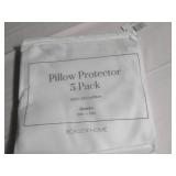 5 Pack Zip Pillow Protector, 100% Cotton Queen White