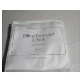 5 Pack Zip Pillow Protector, 100% Cotton Queen White