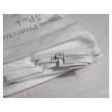 5 Pack Zip Pillow Protector, 100% Cotton Queen White
