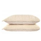 2 Pack King Putty Heather French Linen Box Stitch Quilted Shams | BOKSER HOME