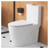 Eridanus Reno 1-Piece 1.1/1.6 GPF Siphon Dual Flush Elongated ADA Chair Height Toilet in Crisp White, Seat Included   Customer Returns See Pictures