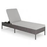 MARTHA STEWART Bedford Indoor-Outdoor Adjustable Patio Chaise Lounge Chair in Gray Rattan Wicker with Gray All-Weather Cushions  Customer Returns See Pictures